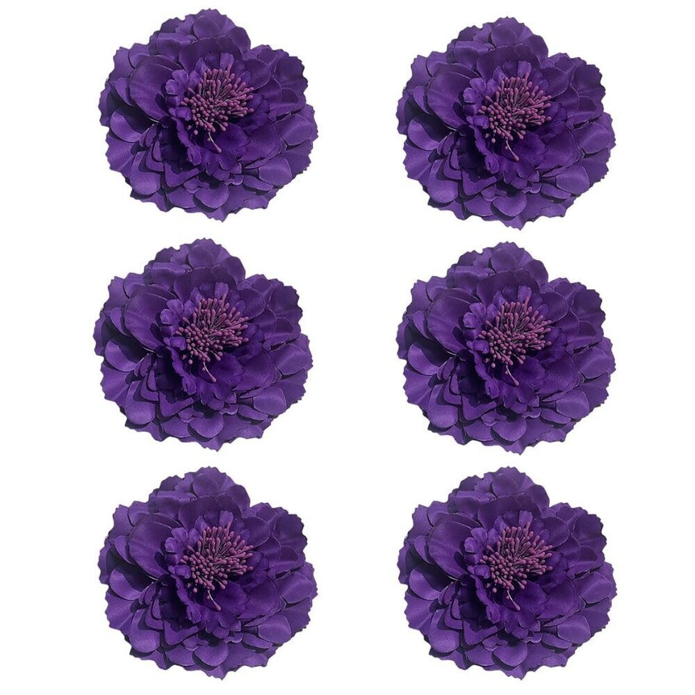 Women's Bohemia Peony Hair Clips Set 6 Flower Brooch Hair Accessories for Events